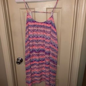 Pink and purple printed dress